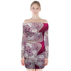 Morocco Motif Pattern Travel Long Sleeve Off Shoulder Dress by Nexatart