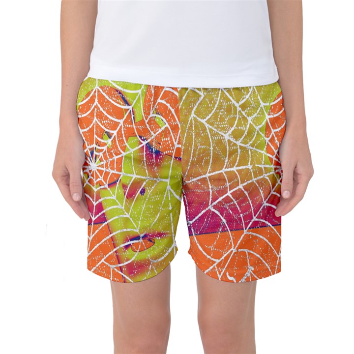 Orange Guy Spider Web Women s Basketball Shorts