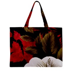 Paradis Tropical Fabric Background In Red And White Flora Zipper Mini Tote Bag by Nexatart