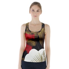 Paradis Tropical Fabric Background In Red And White Flora Racer Back Sports Top