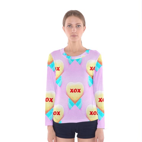 Pastel Heart Women s Long Sleeve Tee by Nexatart