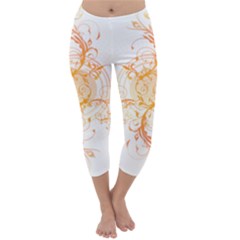 Orange Swirls Capri Winter Leggings 