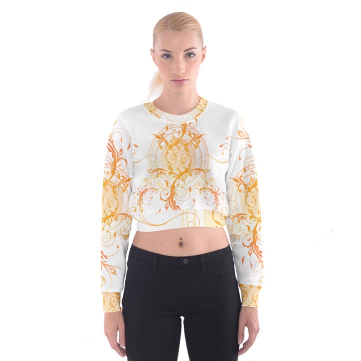 Orange Swirls Women s Cropped Sweatshirt