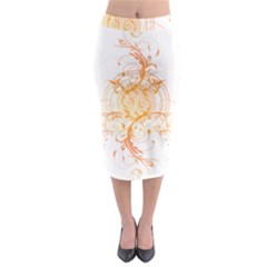 Orange Swirls Midi Pencil Skirt by SheGetsCreative