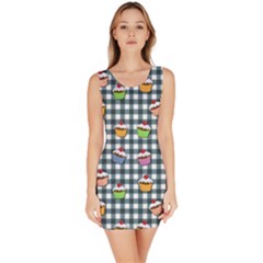 Cupcakes Plaid Pattern Sleeveless Bodycon Dress by Valentinaart