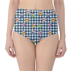 Cupcakes Plaid Pattern High-waist Bikini Bottoms by Valentinaart