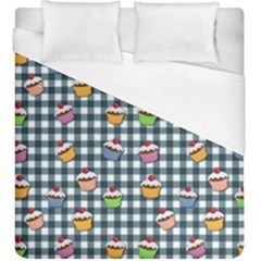 Cupcakes Plaid Pattern Duvet Cover (king Size) by Valentinaart