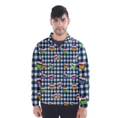 Cupcakes Plaid Pattern Wind Breaker (men) by Valentinaart