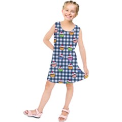 Cupcakes Plaid Pattern Kids  Tunic Dress by Valentinaart