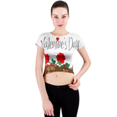 Valentine s Day Gift Crew Neck Crop Top by Valentinaart