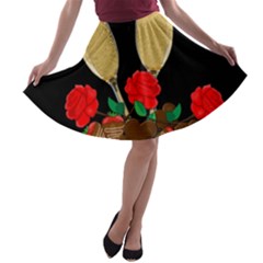 Valentine s Day Design A-line Skater Skirt by Valentinaart