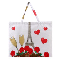 Romance In Paris Zipper Large Tote Bag by Valentinaart