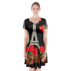 Pariz Short Sleeve V-neck Flare Dress by Valentinaart