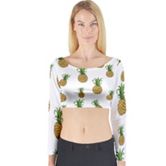 Pineapples Pattern Long Sleeve Crop Top by Valentinaart