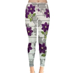 Purple Vintage Flowers Leggings  by Valentinaart