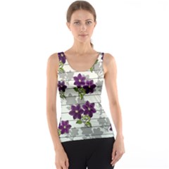 Purple Vintage Flowers Tank Top by Valentinaart