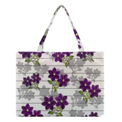 Purple Vintage Flowers Medium Tote Bag by Valentinaart