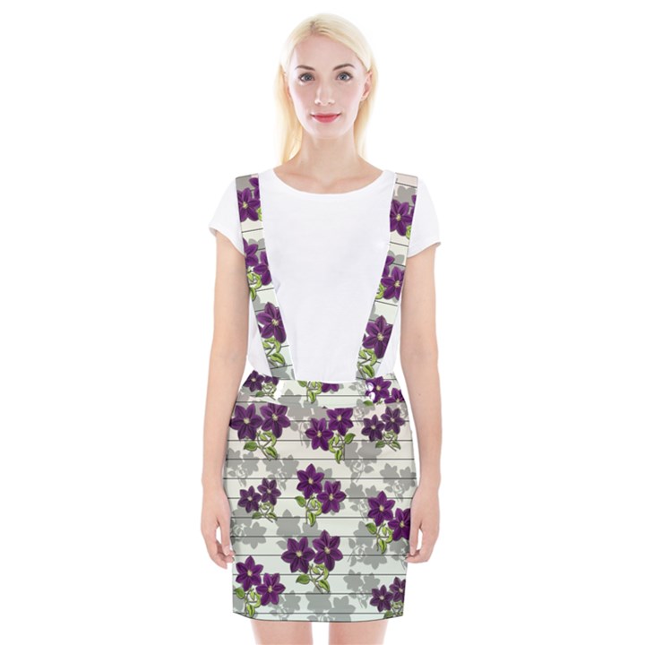 Purple vintage flowers Suspender Skirt