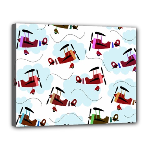 Airplanes Pattern Canvas 14  X 11  by Valentinaart