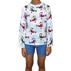 Airplanes Pattern Kids  Long Sleeve Swimwear by Valentinaart