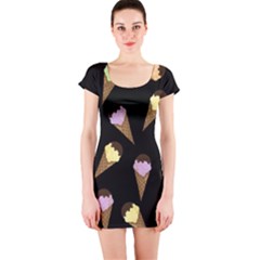 Ice Cream Cute Pattern Short Sleeve Bodycon Dress by Valentinaart