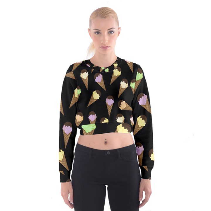 Ice cream cute pattern Women s Cropped Sweatshirt