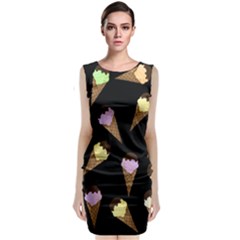 Ice Cream Cute Pattern Sleeveless Velvet Midi Dress by Valentinaart