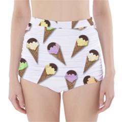 Ice cream pattern High-Waisted Bikini Bottoms