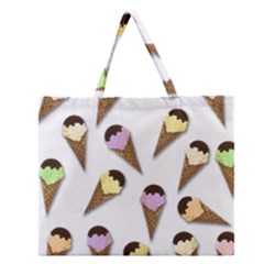 Ice cream pattern Zipper Large Tote Bag