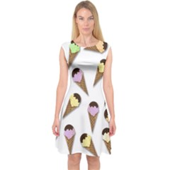 Ice cream pattern Capsleeve Midi Dress