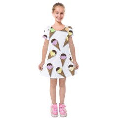 Ice cream pattern Kids  Short Sleeve Velvet Dress