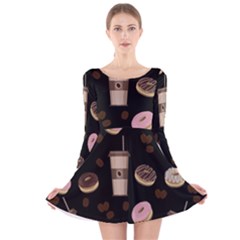 Coffee Break Long Sleeve Velvet Skater Dress by Valentinaart