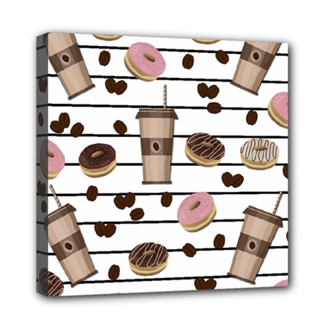 Donuts And Coffee Pattern Mini Canvas 8  X 8  by Valentinaart