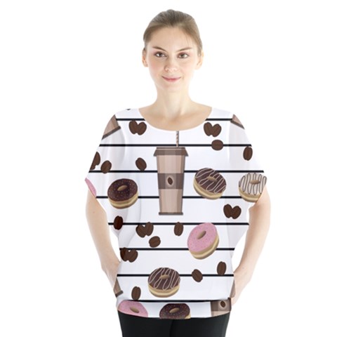 Donuts And Coffee Pattern Blouse by Valentinaart