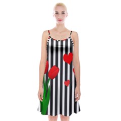 Tulips Spaghetti Strap Velvet Dress by Valentinaart