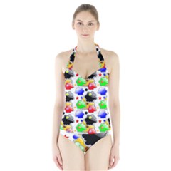 Pattern Background Wallpaper Design Halter Swimsuit by Nexatart