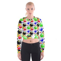 Pattern Background Wallpaper Design Women s Cropped Sweatshirt by Nexatart