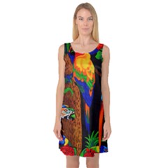 Parrots Aras Lori Parakeet Birds Sleeveless Satin Nightdress by Nexatart