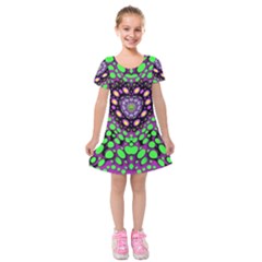 Dots And Very Hearty Kids  Short Sleeve Velvet Dress by pepitasart