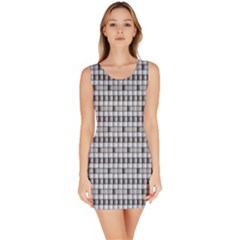 Pattern Grid Squares Texture Sleeveless Bodycon Dress