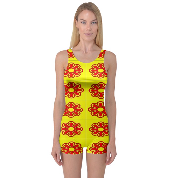 Pattern Design Graphics Colorful One Piece Boyleg Swimsuit