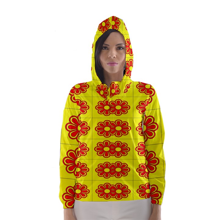 Pattern Design Graphics Colorful Hooded Wind Breaker (Women)