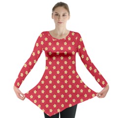 Pattern Felt Background Paper Red Long Sleeve Tunic 