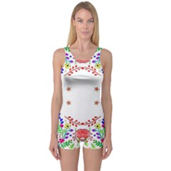 Holiday Festive Background With Space For Writing One Piece Boyleg Swimsuit