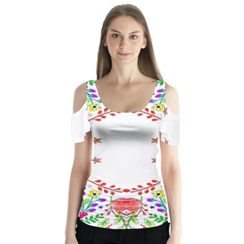 Holiday Festive Background With Space For Writing Butterfly Sleeve Cutout Tee  by Nexatart