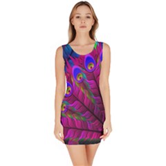 Peacock Abstract Digital Art Sleeveless Bodycon Dress by Nexatart