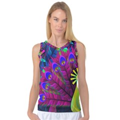 Peacock Abstract Digital Art Women s Basketball Tank Top by Nexatart