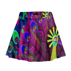 Peacock Abstract Digital Art Mini Flare Skirt by Nexatart