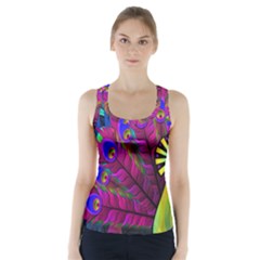 Peacock Abstract Digital Art Racer Back Sports Top by Nexatart