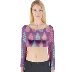 Pineapple Pattern  Long Sleeve Crop Top by Nexatart